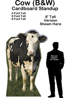 Cow Black & White Cardboard Cutout Standup Prop