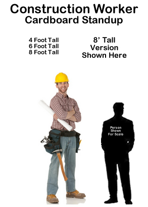 Construction Worker Cardboard Cutout Standup Prop